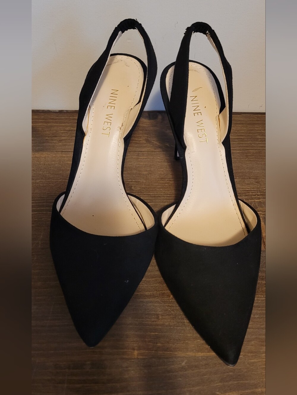 Nine West Black Pointed Slingback Heels